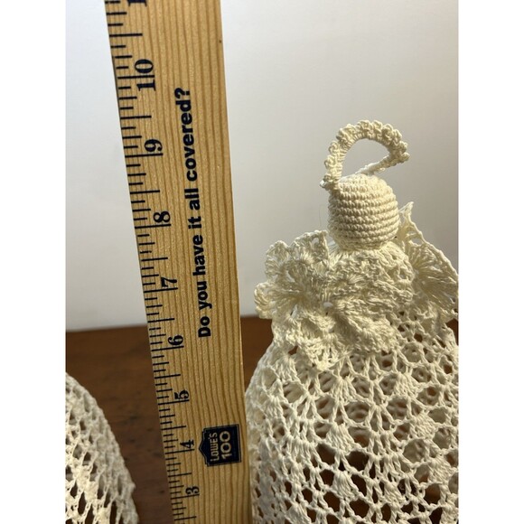 Lot Of 2 Vintage Crochet Angel Christmas Tree Toppers 8” And 9” Tall - Picture 7 of 8